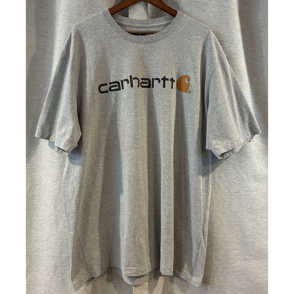 Carhartt‎ Men Shirt Gray Graphic Tee Loose Short Sleeve Size XL Tall